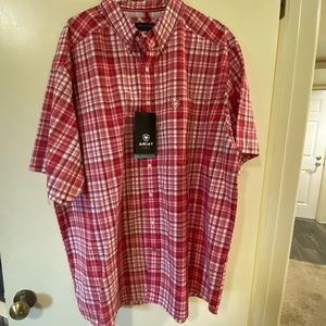 Ariat Red and White Short Sleeve Button Up